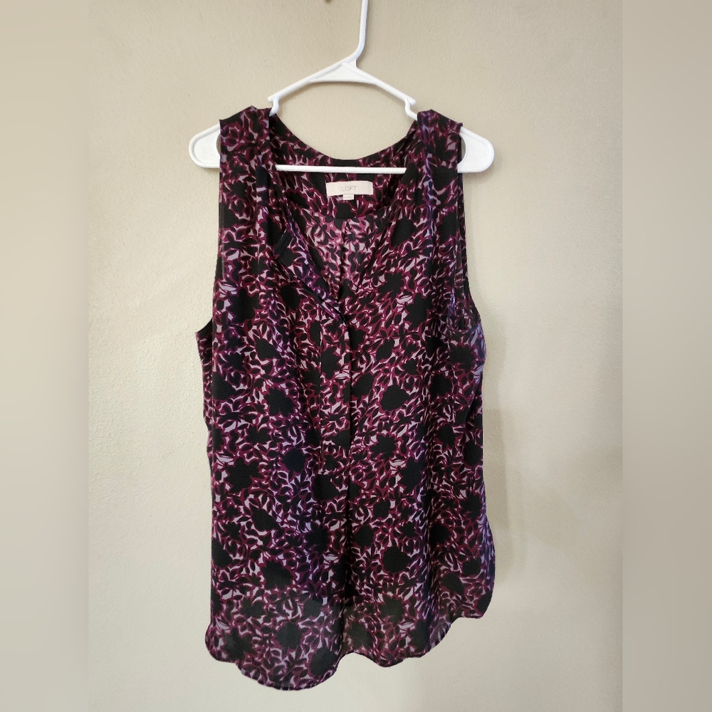 Loft Black and Pink Sleeveless Top